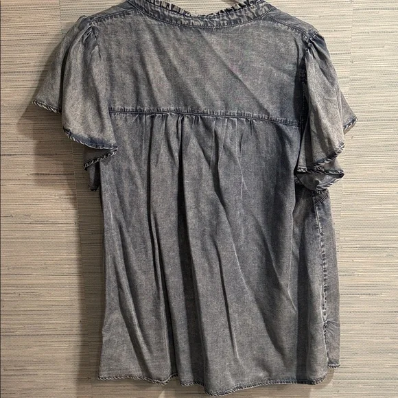 Jane and Delancey Washed Denim Blouse - Picture 3 of 4